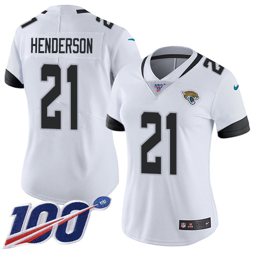 Nike Jacksonville Jaguars 21 C.J. Henderson White Women Stitched NFL 100th Season Vapor Untouchable Limited Jersey